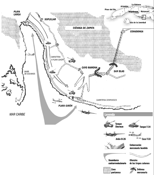 Mapa de las acciones en Playa Gir&oacute;n